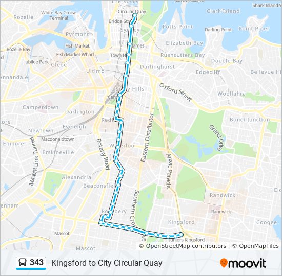 343 bus Line Map