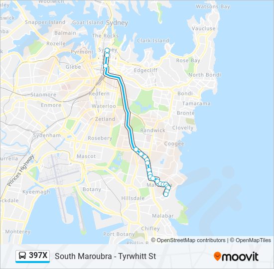 397x Route: Schedules, Stops & Maps - South Maroubra - Tyrwhitt St ...