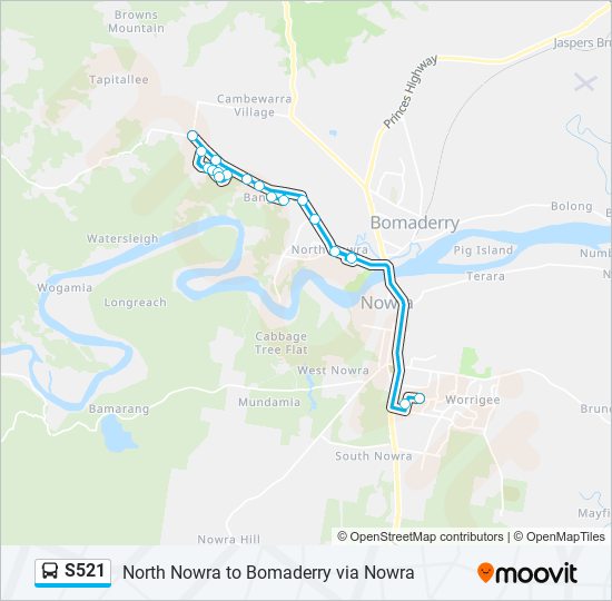 S521 bus Line Map