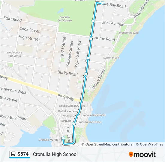 Map Of Cronulla Streets S374 Route: Schedules, Stops & Maps - Cronulla High School (Updated)