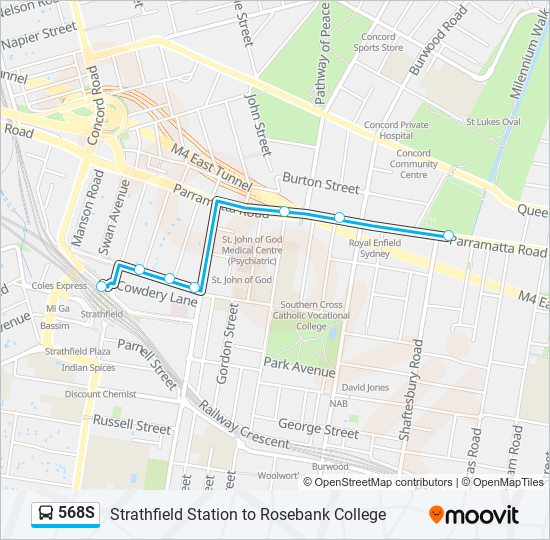 568S bus Line Map
