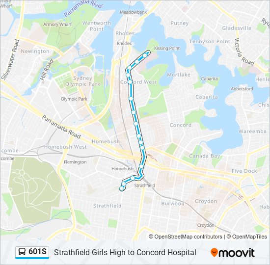 601S bus Line Map