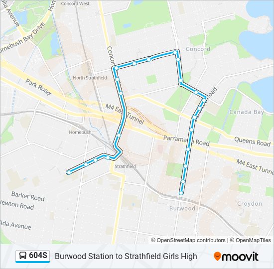 604S bus Line Map