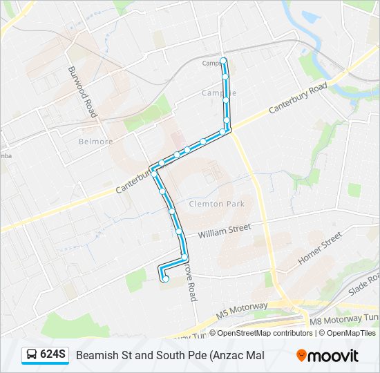 624S bus Line Map