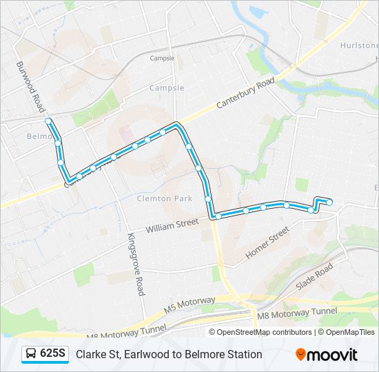 625S bus Line Map