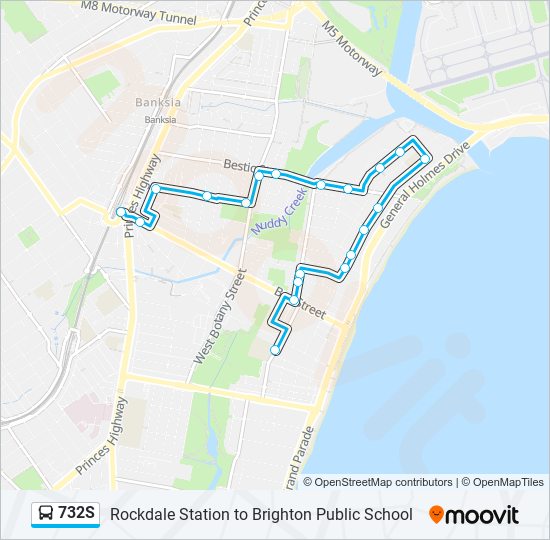 732S bus Line Map