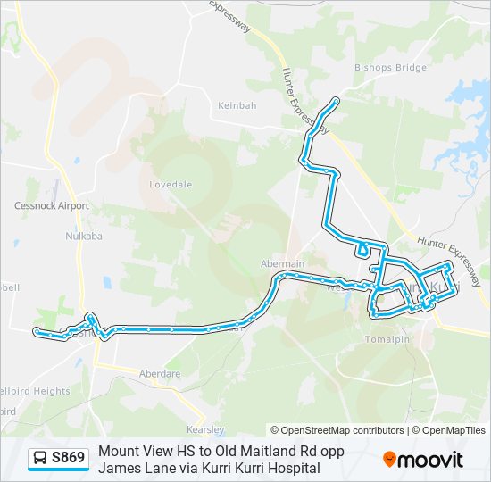 S869 bus Line Map