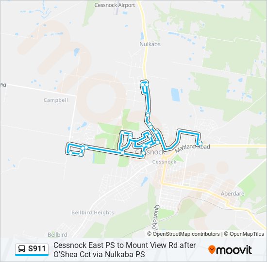 S911 bus Line Map