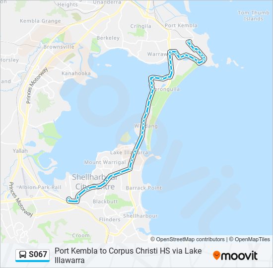 Mapa de S067 de autobús