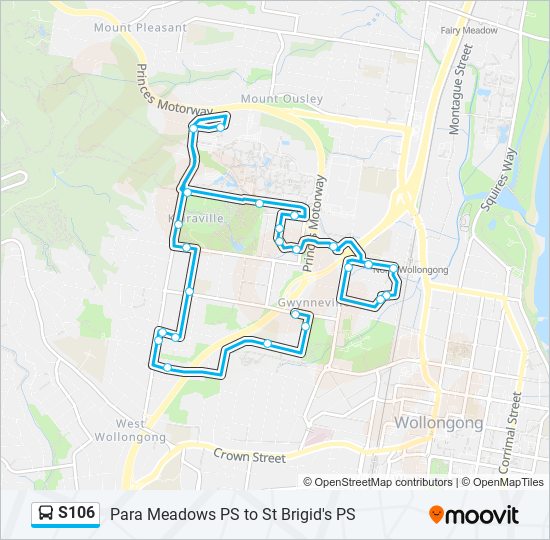 Mapa de S106 de autobús