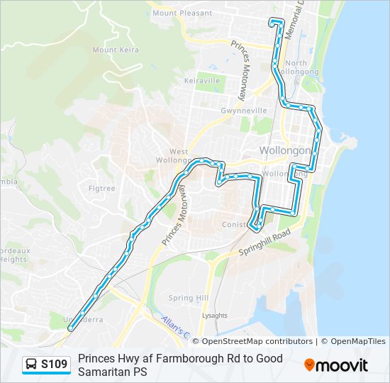 Mapa de S109 de autobús