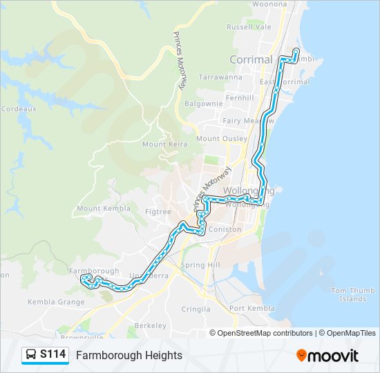 Mapa de S114 de autobús