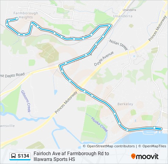 S134 bus Line Map