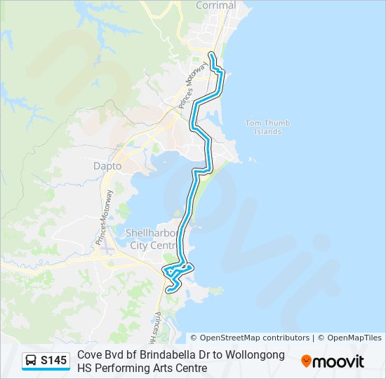 Mapa de S145 de autobús