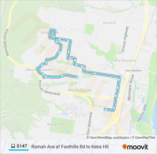 s147 Route Schedules, Stops & Maps Mount Ousley (Updated)