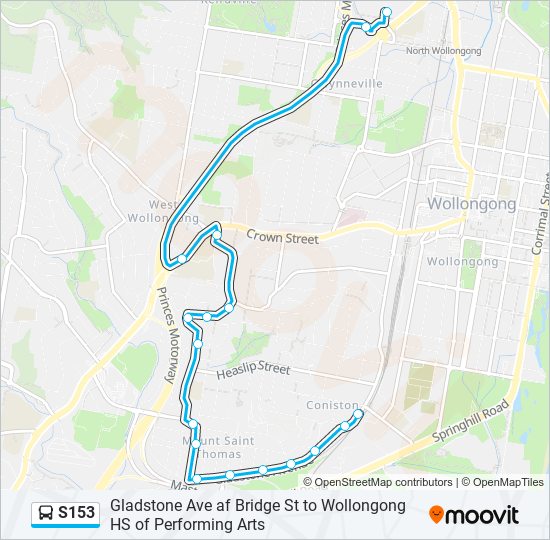 S153 bus Line Map