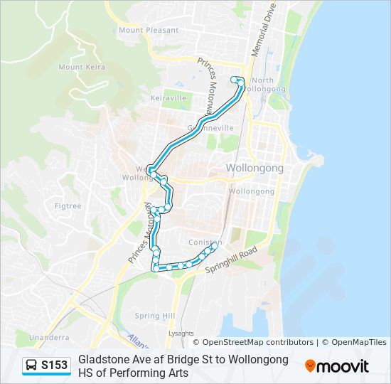 Mapa de S153 de autobús