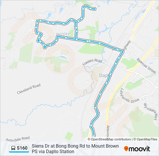 S160 bus Line Map