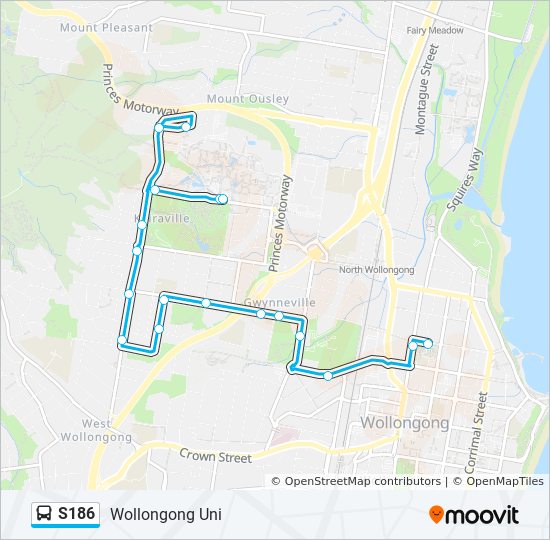 Mapa de S186 de autobús