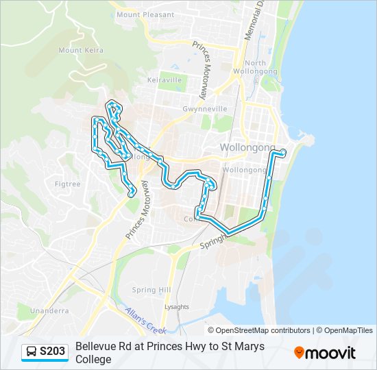 Mapa de S203 de autobús