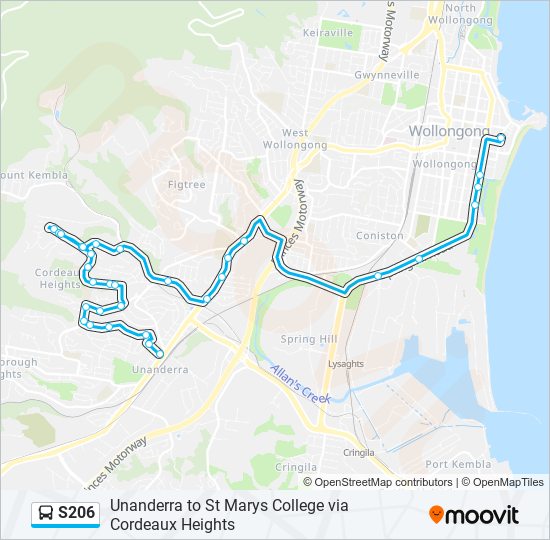 s206 Route: Schedules, Stops & Maps - Unanderra (Updated)