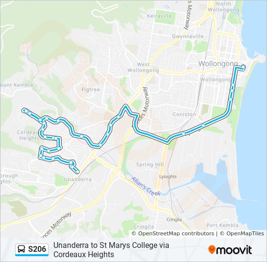 s206 Route: Schedules, Stops & Maps - Unanderra (Updated)