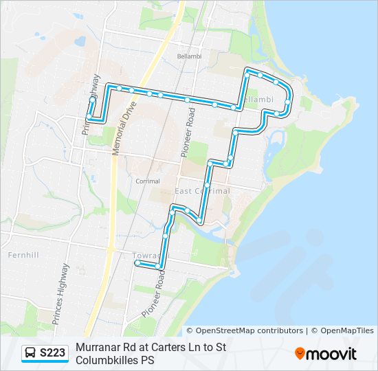 Mapa de S223 de autobús