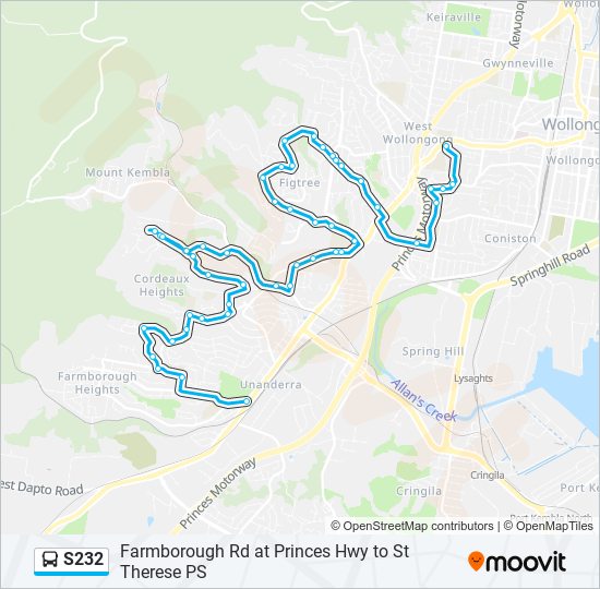 Mapa de S232 de autobús