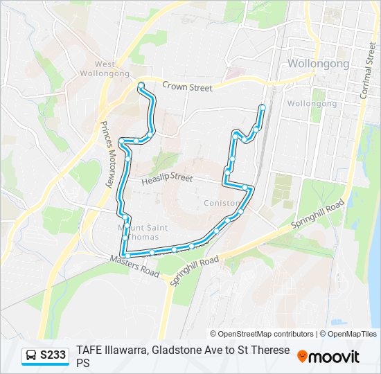 Mapa de S233 de autobús