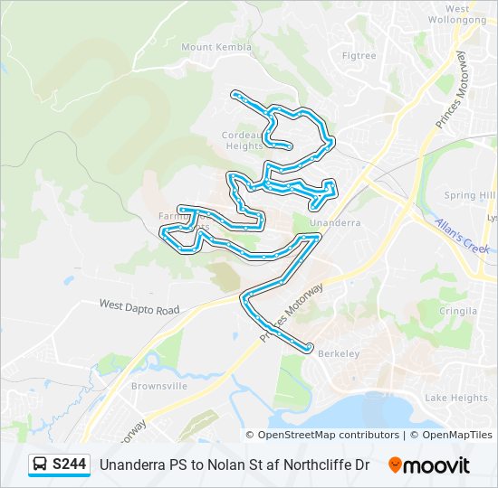 S244 bus Line Map