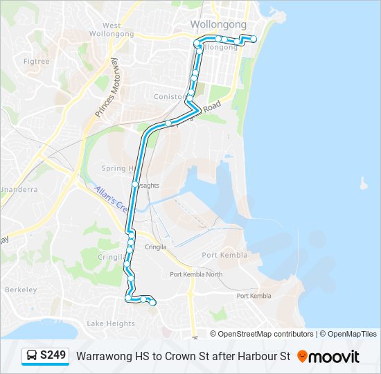 S249 bus Line Map
