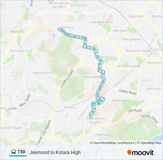Mapa de 730 de autobús