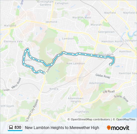 830 bus Line Map