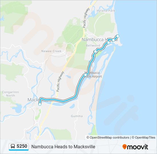 S250 bus Line Map