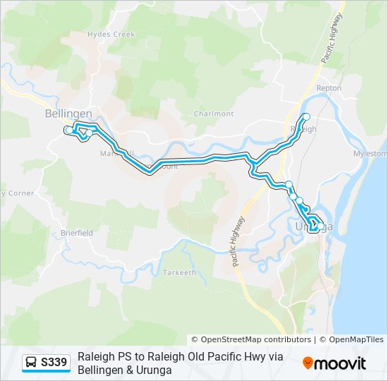 Old Pacific Highway Map S339 Route: Schedules, Stops & Maps - Raleigh (Updated)