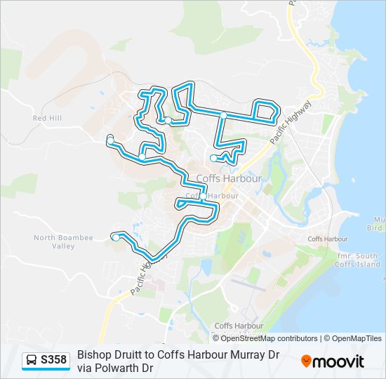 s358 Route: Schedules, Stops & Maps - Coffs Harbour (Updated)