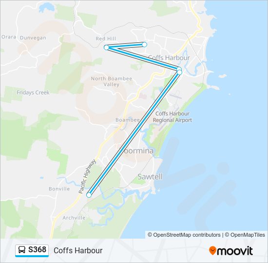 s368 Route: Schedules, Stops & Maps - Coffs Harbour (Updated)