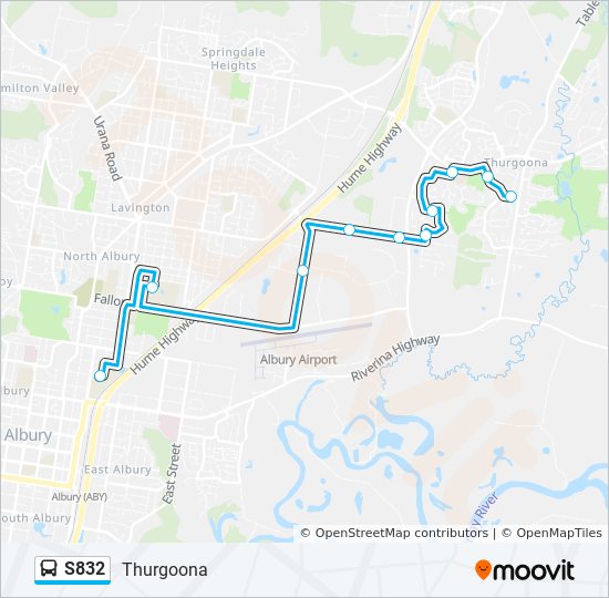 Mapa de S832 de autobús