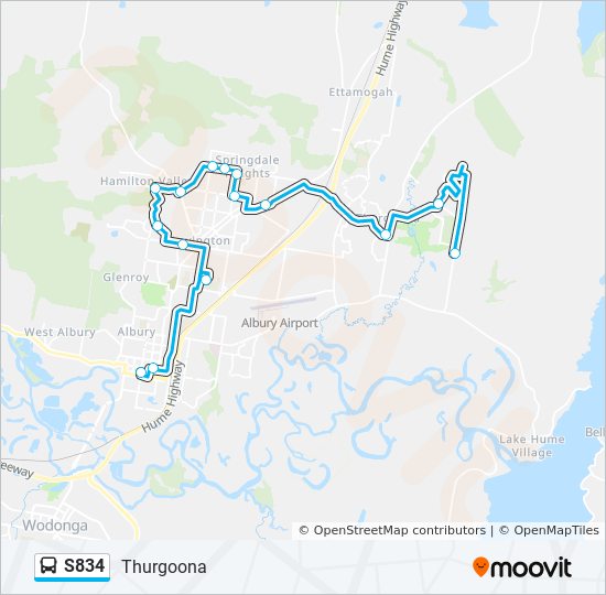 Mapa de S834 de autobús