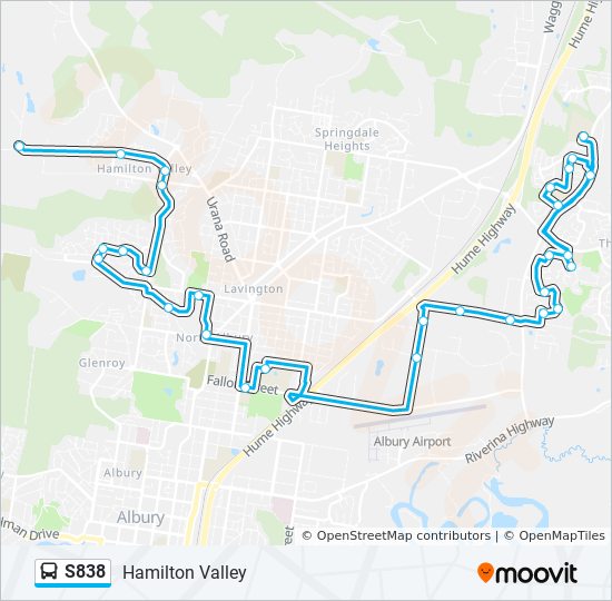 Mapa de S838 de autobús