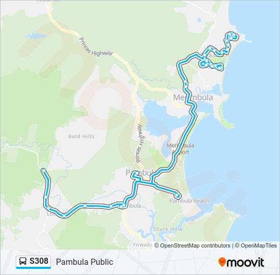 S308 bus Line Map