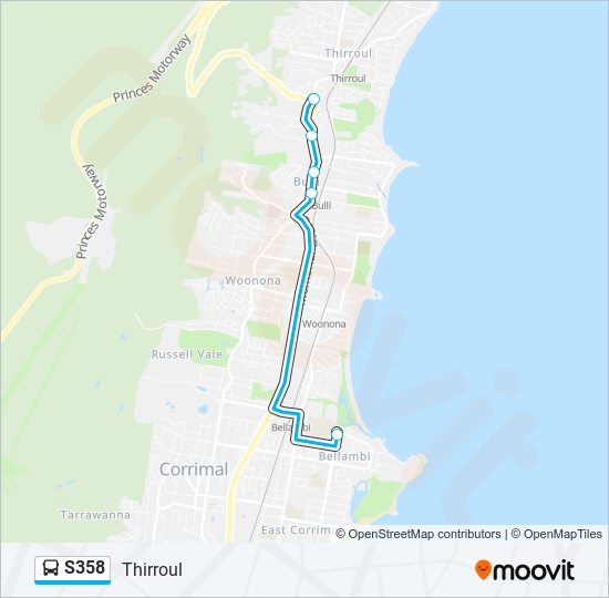 S358 bus Line Map
