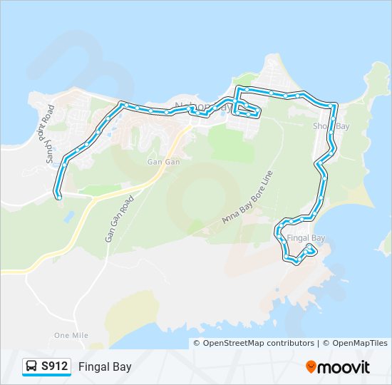 Map Of Fingal Bay S912 Route: Schedules, Stops & Maps - Fingal Bay (Updated)