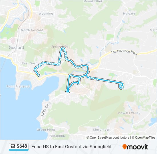 Mapa de S643 de autobús