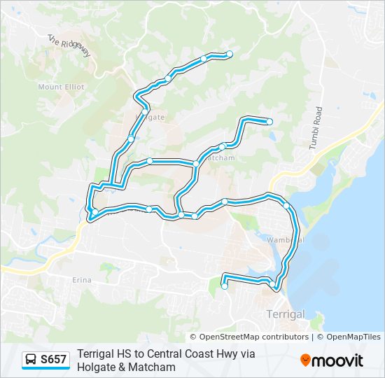 s657 Route Schedules, Stops & Maps Terrigal HS to Central Coast Hwy