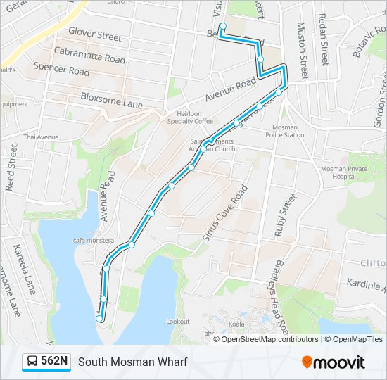 562n Route: Schedules, Stops & Maps - South Mosman Wharf (Updated)