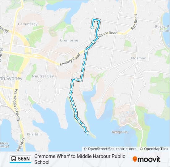 565N bus Line Map