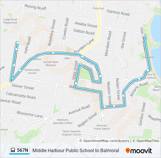 567N bus Line Map