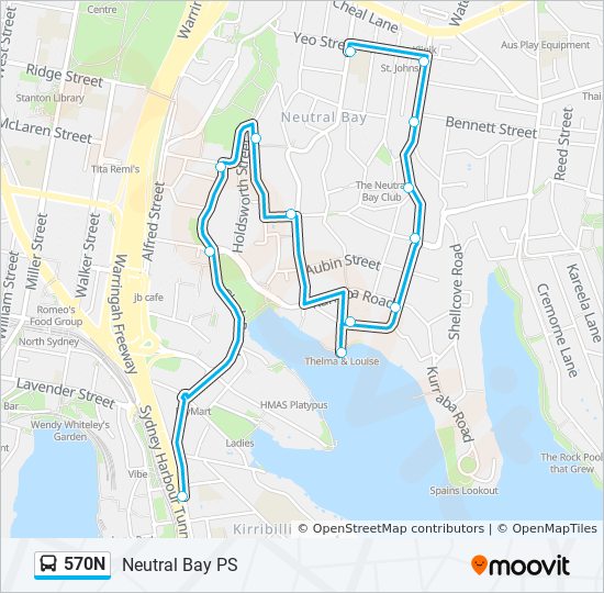 Mapa de 570N de autobús