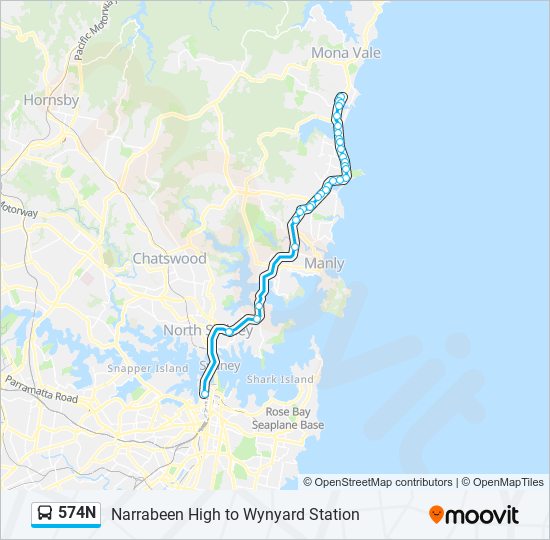 Mapa de 574N de autobús